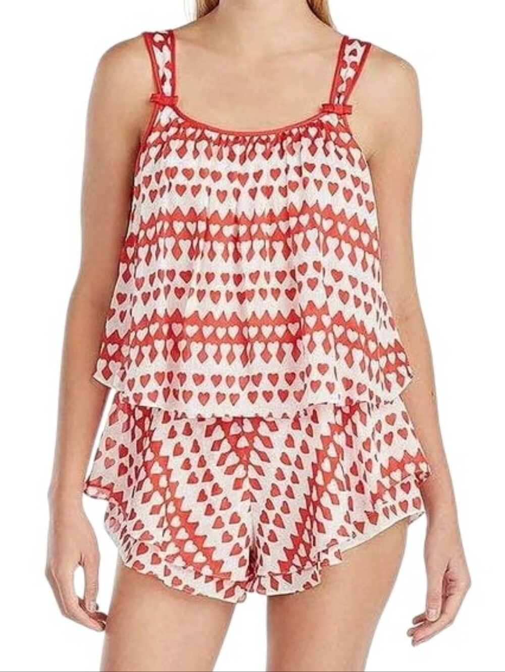 Kate Spade Dream a Little Dream Heart Print Sleep Romper Womens Extra Small